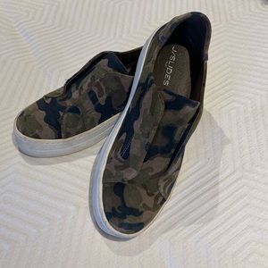 J Slides camo slip ons.